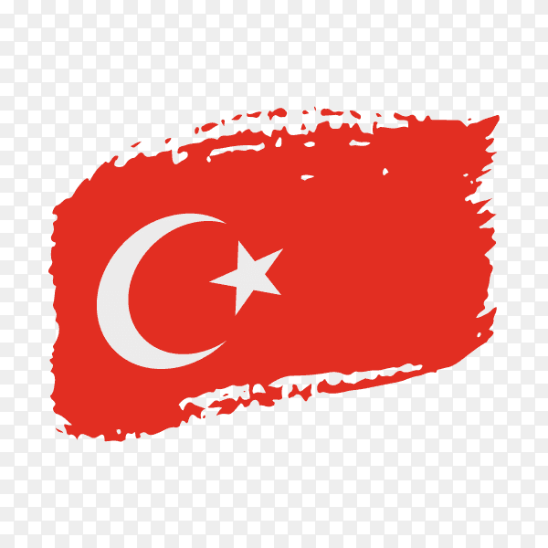 Brush stroke Turkish flag on transparent background PNG