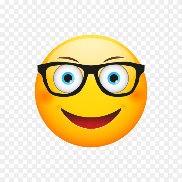 Cartoon Emoji face with Sunglasses on transparent background PNG
