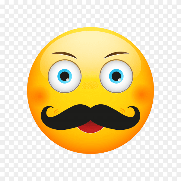 Cartoon Emoji face with mustache on transparent background PNG