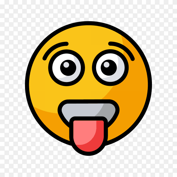 Cartoon Emoji face with tongue on transparent background PNG