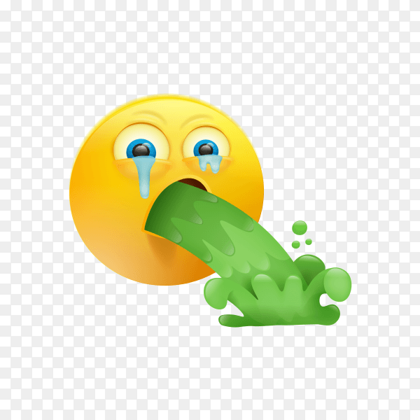 Cartoon Emoji puke face on transparent background PNG