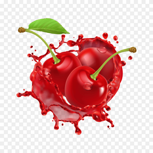 Cherry juice splash on transparent background PNG