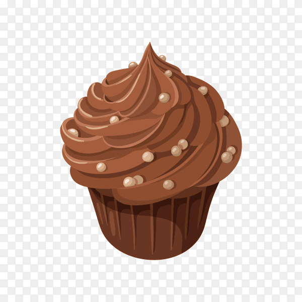 Chocolate cupcake isolated on transparent background PNG