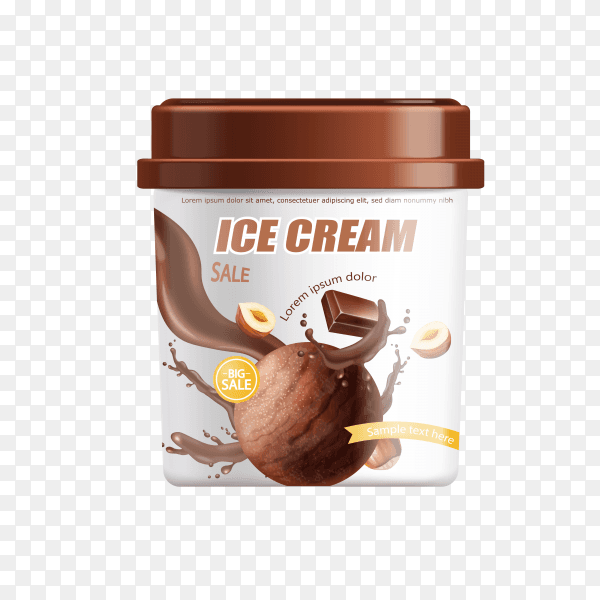 Chocolate ice cream bucket on transparent background PNG