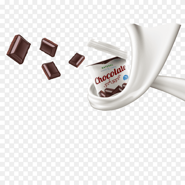 Chocolate yogurt realistic on transparent background PNG