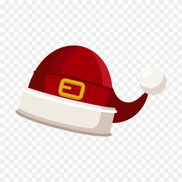 Christmas illustration with red Santa hat on transparent background PNG