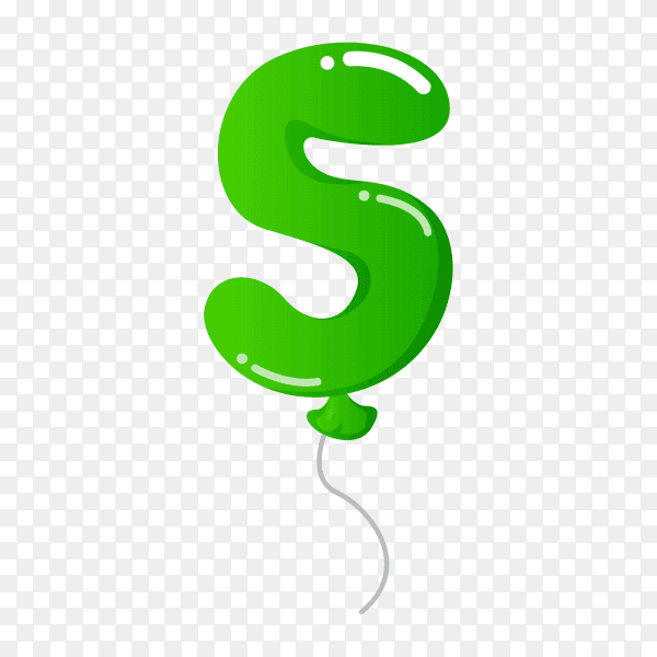 Colorful Balloon in the shape of number Five on transparent background PNG