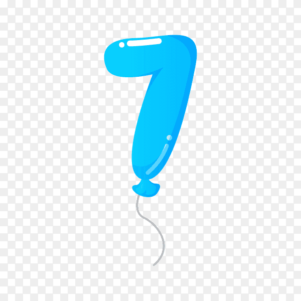 Colorful Balloon in the shape of number Seven on transparent background PNG