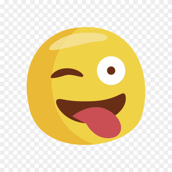 Crazy emoji face with tongue on transparent background PNG