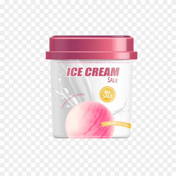 Delicious Ice cream plastic bucket on transparent background PNG