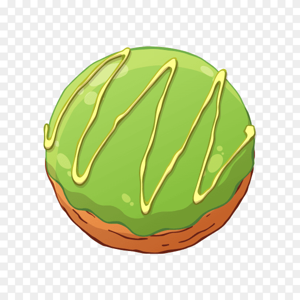 Delicious donut with green topping on transparent background PNG
