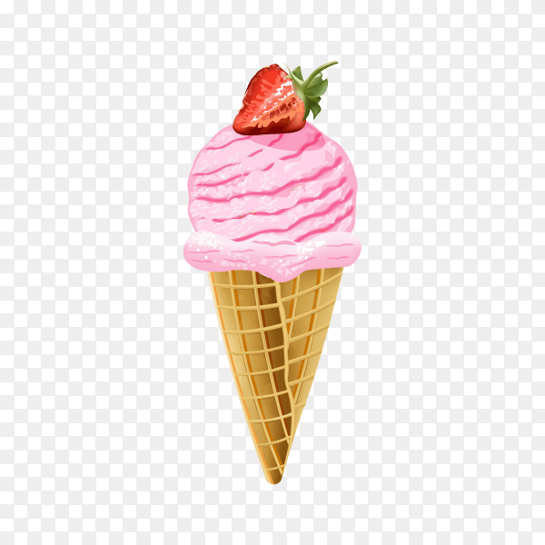 Delicious ice cream with strawberry on transparent background PNG