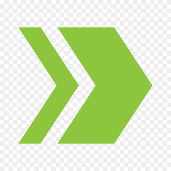 Directional arrow pointer in green color on transparent background PNG