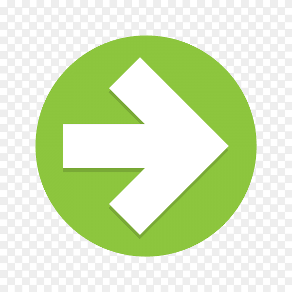 Directional arrow sign with green color on transparent background PNG
