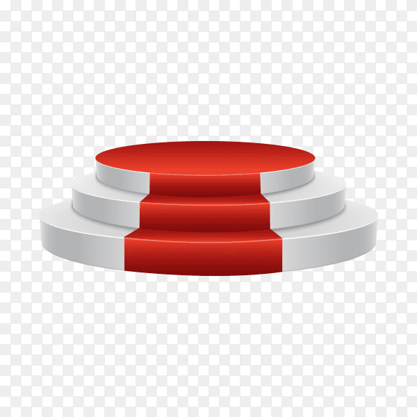 Display podium with red carpet on transparent PNG