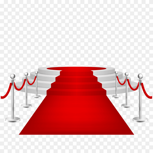 Display podium with red carpet on transparent background PNG