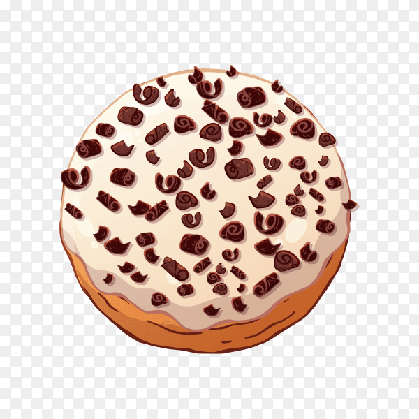 Donut with white chocolate topping on transparent background PNG