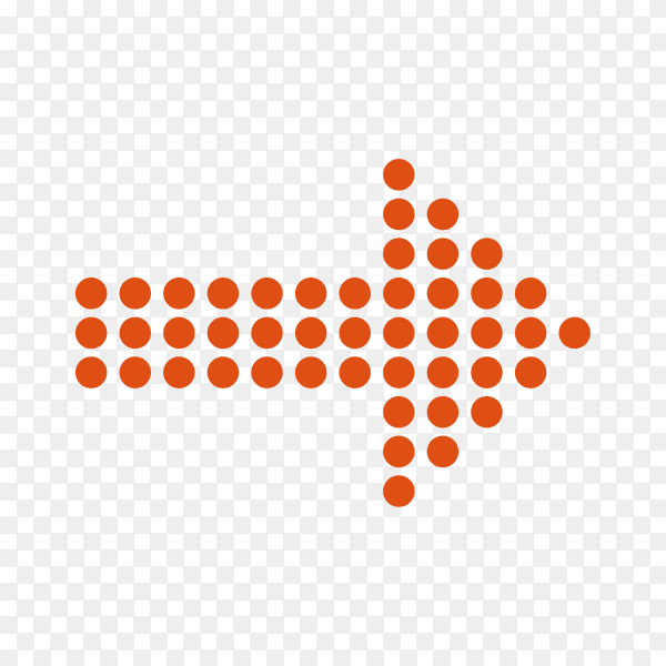 Dotted halftone arrow in red color on transparent background PNG