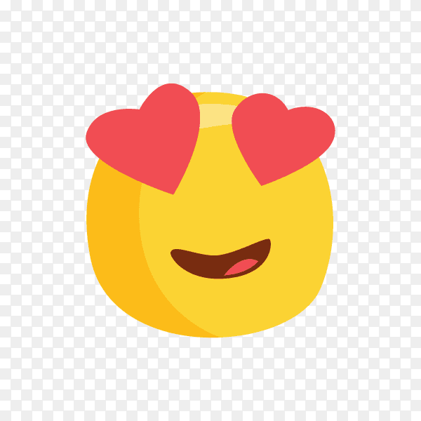 Emoji face in love on transparent background PNG