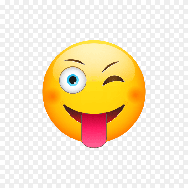 Emoticon with winking and tongue out on transparent background PNG