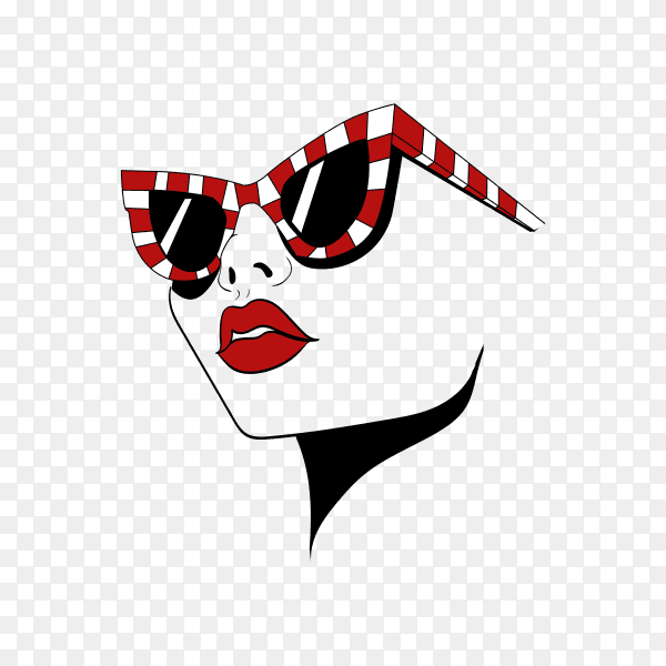 Face with striped glasses on transparent background PNG