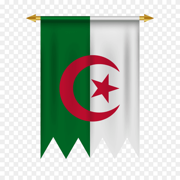 Flag of Algeria in various shape on transparent background PNG
