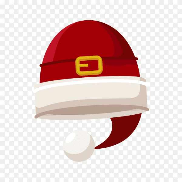 Flat design Santa Claus cartoon red hat on transparent background PNG