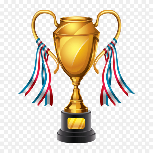 Golden Award trophy on transparent background PNG