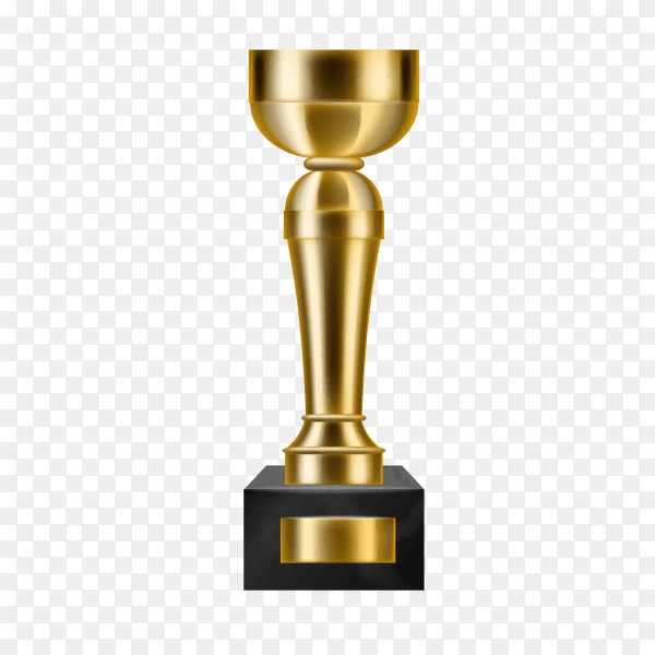 Golden trophy isolated on transparent background PNG