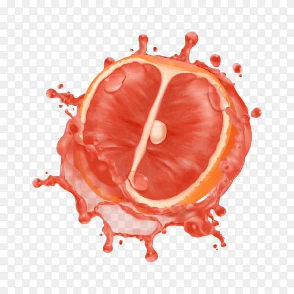 Grapefruit with Juice splash on transparent background PNG