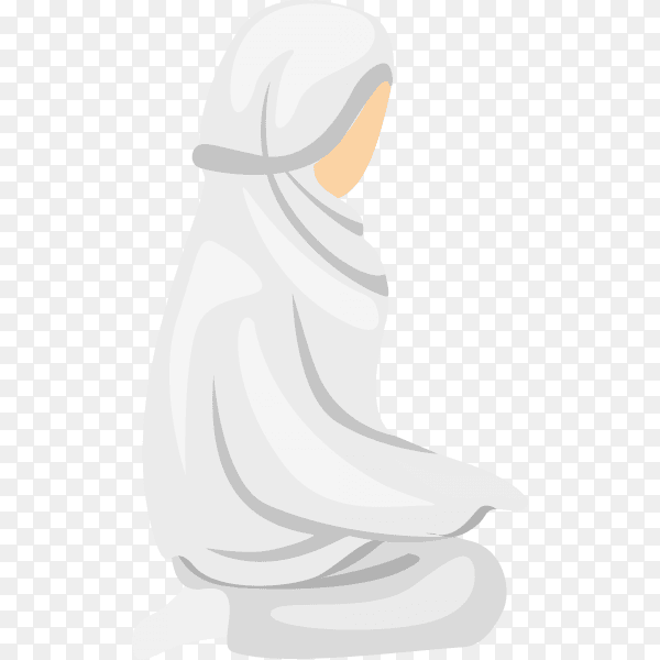 Hand drawn Muslim female praying on transparent PNG