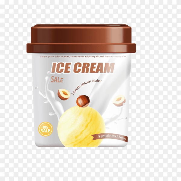 Ice cream plastic bucket isolated on transparent background PNG
