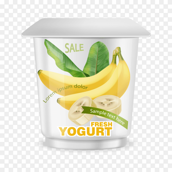 Illustration of banana yogurt on transparent background PNG