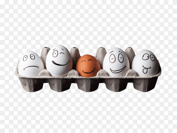 Illustration of chicken eggs in cartoon box on transparent background PNG