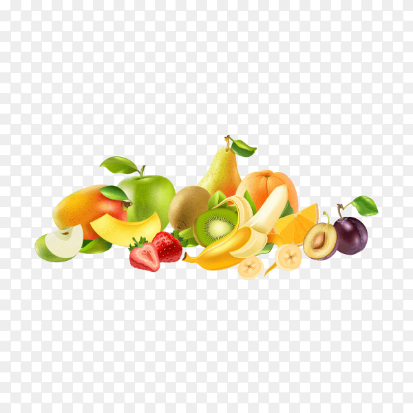 Illustration of fresh fruits on transparent background PNG