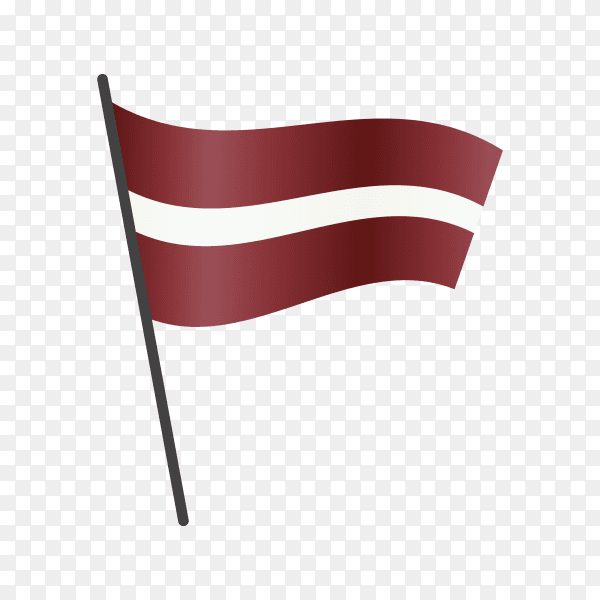 Latvia flag waving on a flagpole on transparent background PNG