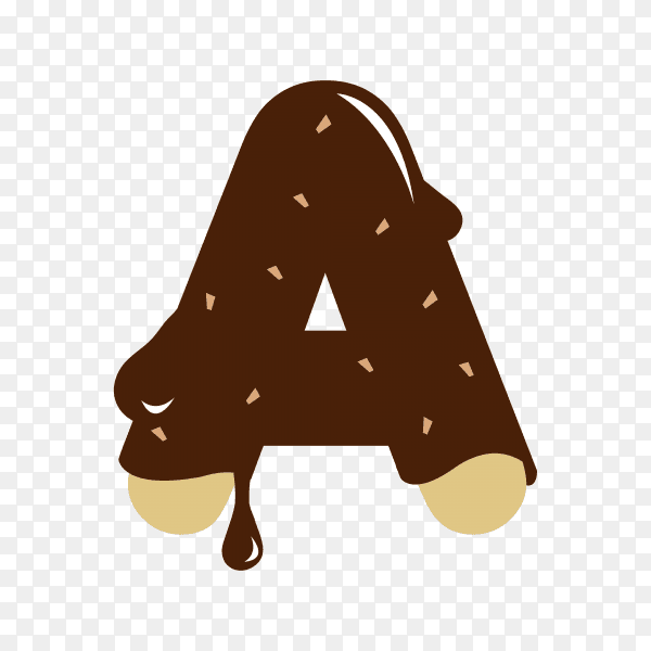 Letter A with chocolate on transparent background PNG