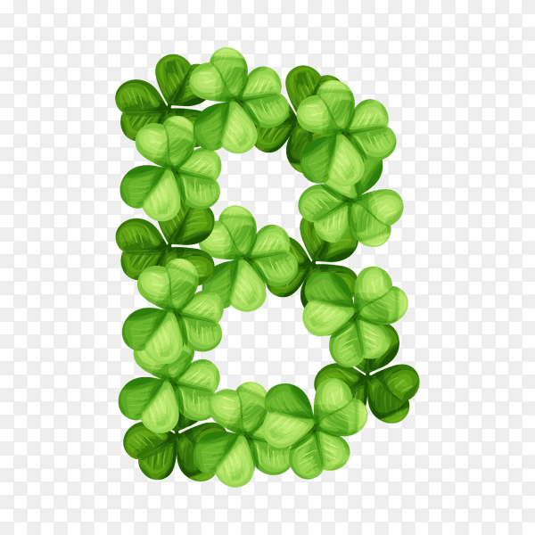 Letter B clover ornament isolated on transparent background PNG