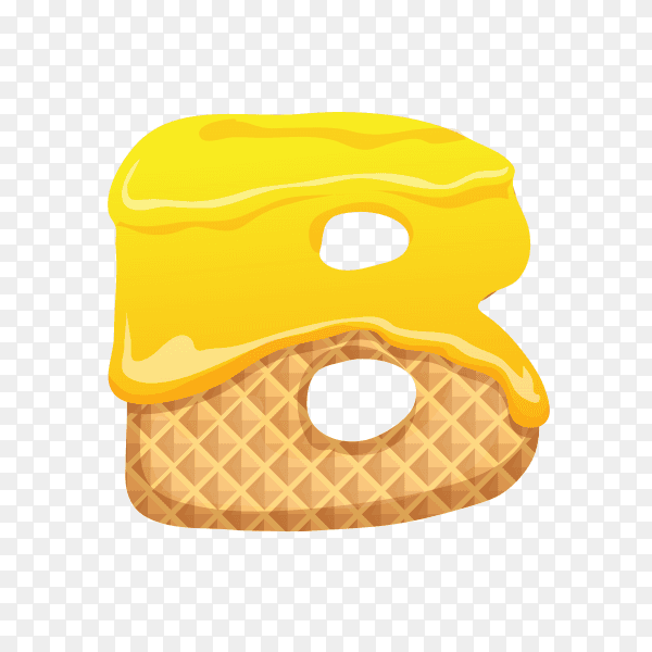 Letter B made of ice cream waffle on transparent background PNG