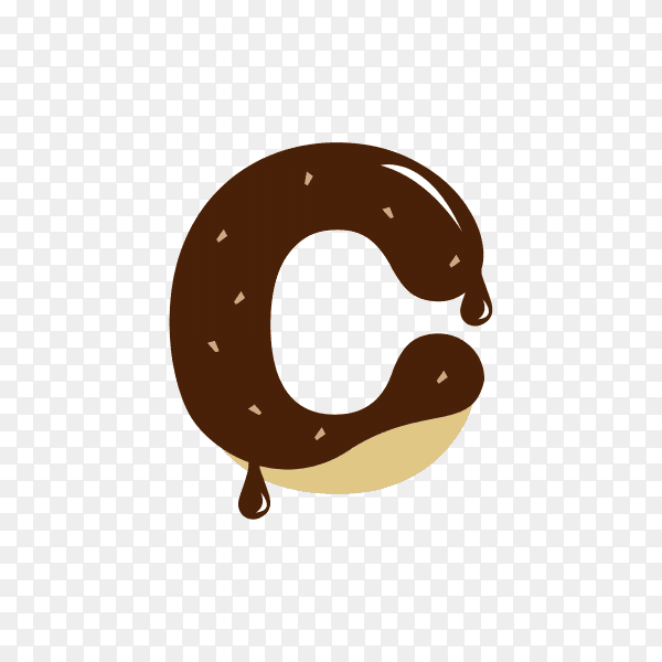 Letter C with chocolate on transparent background PNG