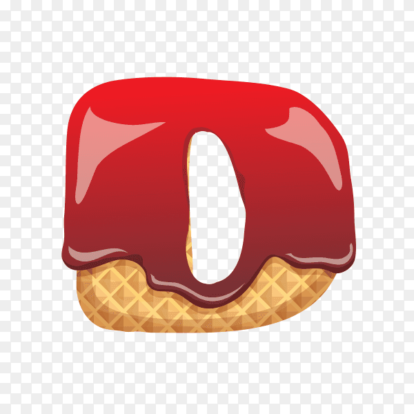 Letter D made of ice cream waffle on transparent background PNG