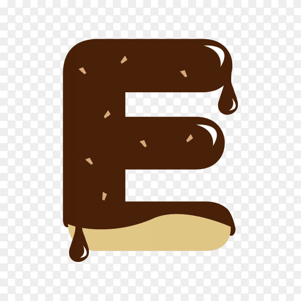 Letter E with chocolate on transparent background PNG