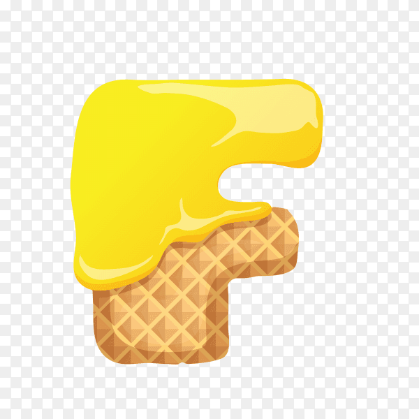 Letter F made of ice cream waffle on transparent background PNG