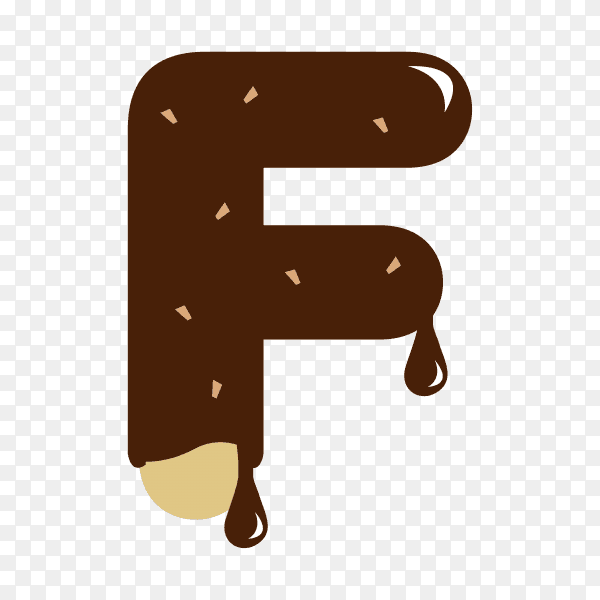 Letter F with chocolate on transparent background PNG