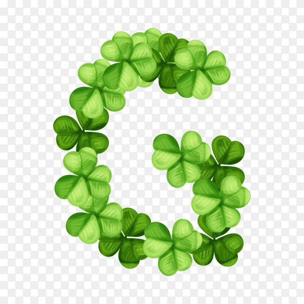 Letter G clover ornament isolated on transparent background PNG