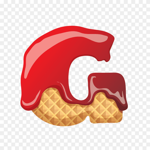 Letter G made of ice cream waffle on transparent background PNG
