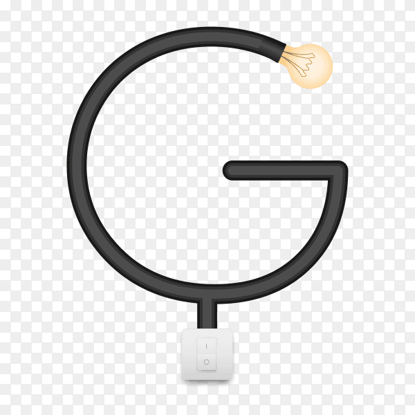 Letter G with bulb lights design on transparent background PNG