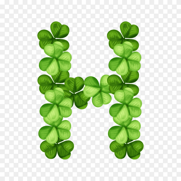 Letter H clover ornament isolated on transparent background PNG