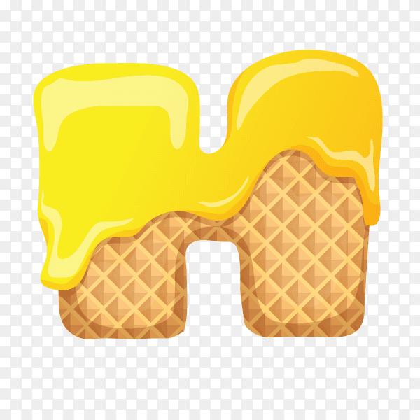 Letter H made of ice cream waffle on transparent background PNG