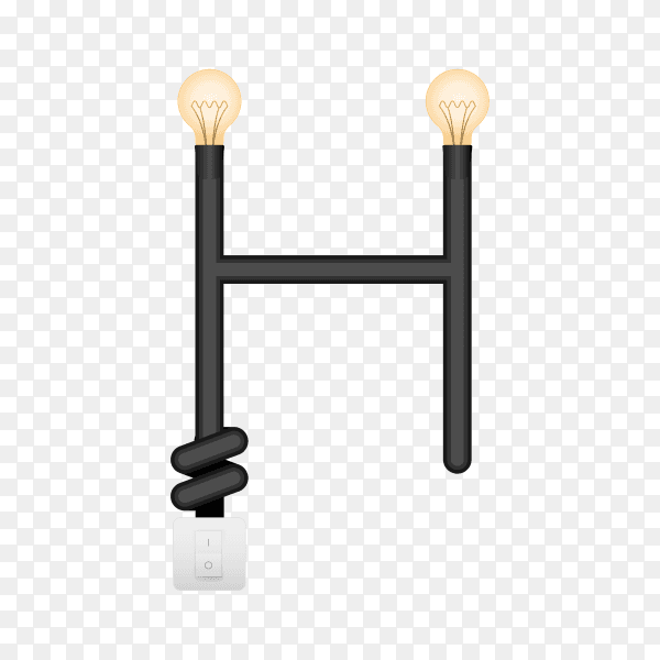 Letter H with bulb lights design on transparent background PNG
